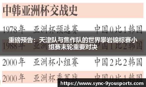 重磅预告：天津队与焦作队的世界攀岩锦标赛小组赛末轮重要对决